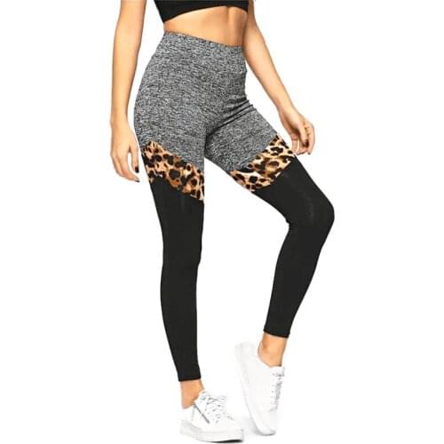 SVOKOR Leopard Stitching Sexy Leggings High Waist Stretch Fitness Pants Autumn Casual Breathable Legging Femme Women Clothes2019