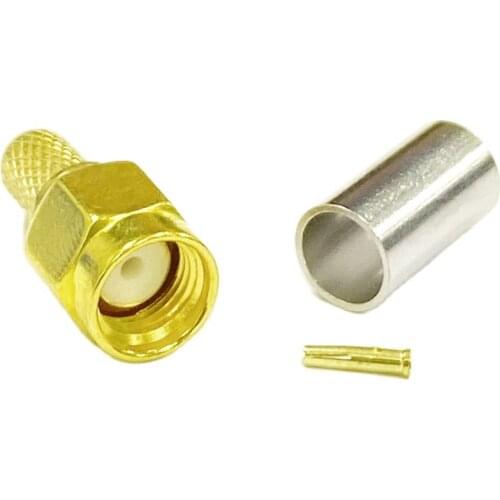 1pc RP-SMA Male Plug RF Coax Connector Crimp for RG58 RG142 RG400 LMR195 Cable Straight Goldplated NEW SMA Adapter