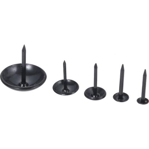 10-100pcs Black Upholstery Nails Round Head Metal Pushpins Vintage Tacks Stud Jewelry Case Wine Box Sofa Decor 5/7/9/11/19x17mm