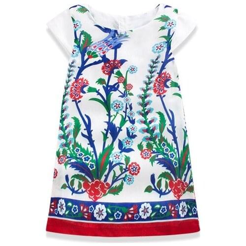 2016 Spring Summer Korean Childrens Garment Girl Baby New Pattern Nation Wind Printing Dress Girl Jacket Full Dress