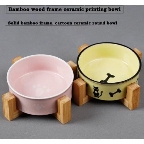 2020 new ceramic pet bowl cat bowl, round printed