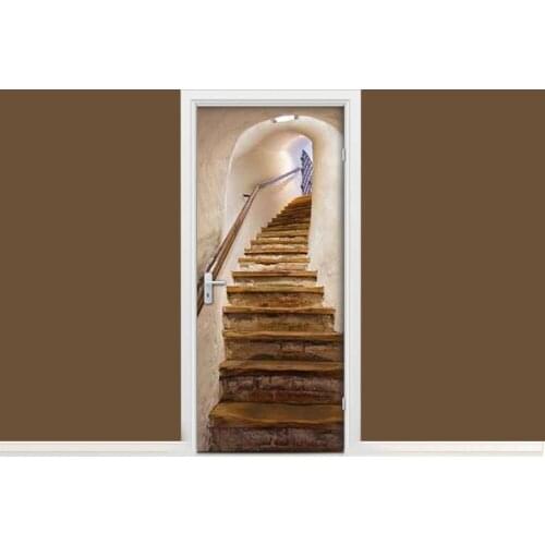 3D Customized Anicent Stairs Door Mural Wallpaper mural Wall Print Decal Wall Mural Photo self adhesive door wrap