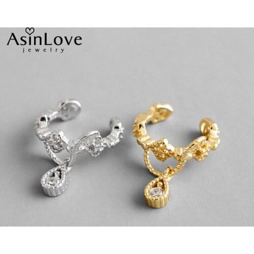 AsinLove Unique Design Micro Zircon Clover Clip Earrings 925 Sterling Silver Trendy Handmade Fine Jewelry for Women New Arrivals