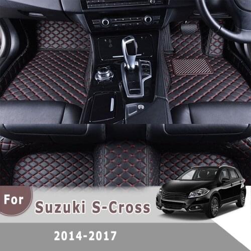 RHD Custom Car Floor Mats For Suzuki S-Cross 2017 2016 2015 2014 Auto Accessories Interior Car Styling Carpets Leather Rugs