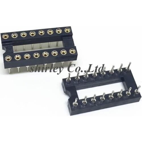 Free shiiping 500PCS DIP16 IC ROUND HOLE SOCKET 16p DIP CHIP TEST HOLDER Adaptor 16PIN DIP 16PIN 2.54MM PITCH CONNECTOR
