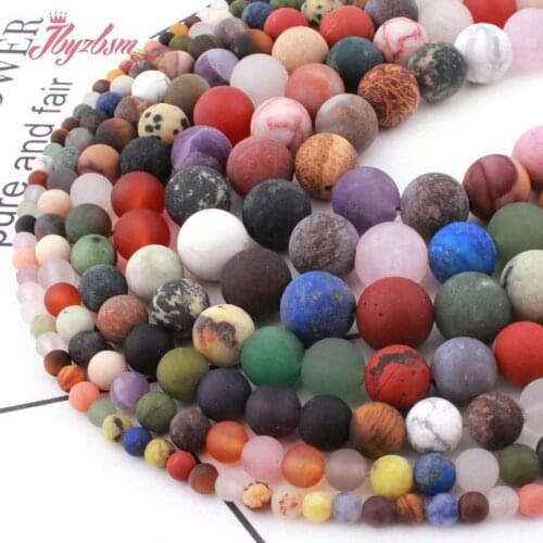 Natural Frost Multicolor Stone Beads Round 4/6/8/10mm Stone Beads For DIY Necklace Bracelet Earring Jewelry Making Strand 15"