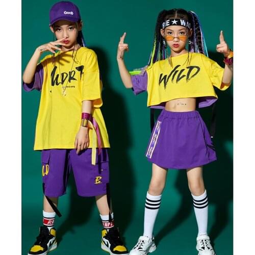 Kids Cool Hip Hop Clothing Tshirt Crop Tank Tops Stage wear Cargo Shorts Skirt For Girls Boys Jazz Dance Wear Costumes Clothes