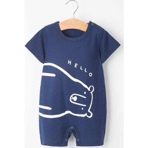 0-12month Toddler Baby Girls Clothes Solid Color Cotton Cartoon Pictures Clothes Cute Short Sleeve Baby Rompers Ropa Verano Bebe