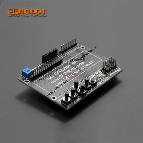 DFRobot back panel PCB of 1602 LCD Keypad Shield for arduino, 5V with potentiometer 5 programmable buttons 1 reset button etc