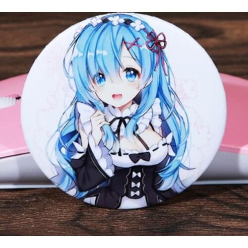 FFFPIN 5.8cm Big Japan Anime Cloth Brooch Fashion Jewelry Cartoon Coin Badge Breastpin Ornament Pins Rem Ram Emilia Cosplay Home