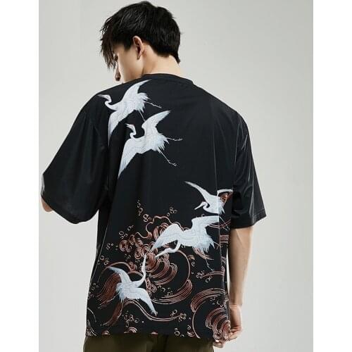 Hip Hop T Shirt Men 2021 Streetwear Harajuku Great Wave Tshirt Short Sleeve Cotton Summer Casual Floral T-Shirt Fashion FF3114