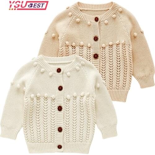 Baby Girls Cardigan Knitting Autumn Spring Solid Sweater Tops cotton Fashion Baby Girls Knitted Hand-made Cardigan Sweater Coat