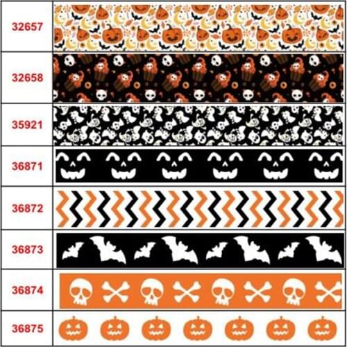 16mm-75mm Devil/Spider/Bat Printed Ribbon Grosgrain Ribbon/ Elastic Band For Handmade Bow Party Gift Wrapping 50Yards