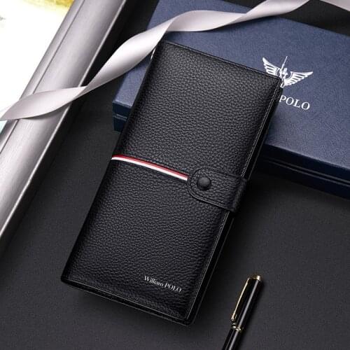 LEATHER WALLET business zipper leather long handbag multi function large capacity fashion card bag