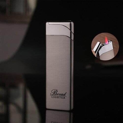 Creative High Pressure Direct Injection Red Flame Turbine Windproof Metal Ultra-Thin Portable Gas Lighter Cigar Accessories
