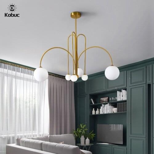 Tiooka New Design Glass Ball Chandelier Lighting Black Red Gold For Living Room Bedroom Office Nordice Hanging Light Fixture G9