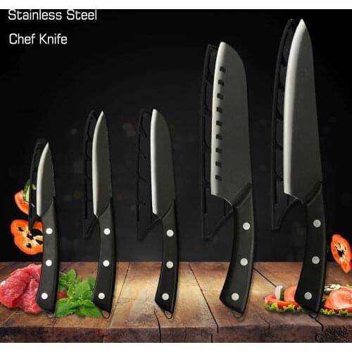 Kitchen Knives Set Chef Knives High Carbon 3Cr13 Stainless Steel Knife Set 8''7''5''5''3.5'' 5Pcs Knife Set with Knife Cover