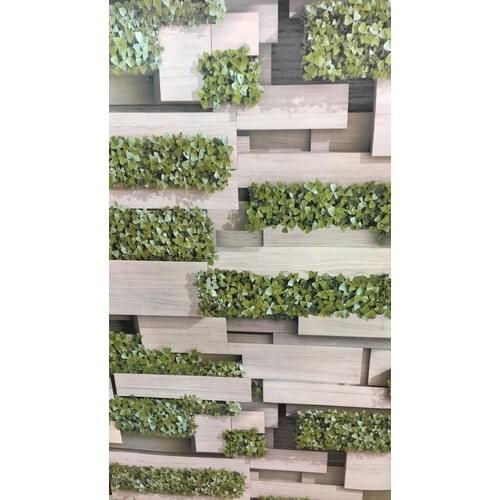 Zümrüt Natural Wall Flower Pot Look Wallpaper