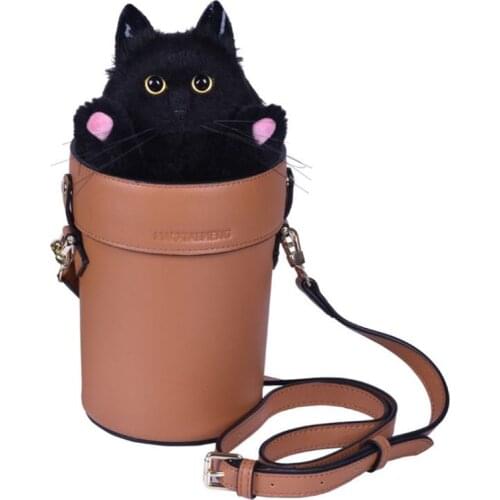2021 New Fashion Women Bucket Bag High Quality Lovely Unique Cat Shoulder Bag Simple Crossbody Bag Tote