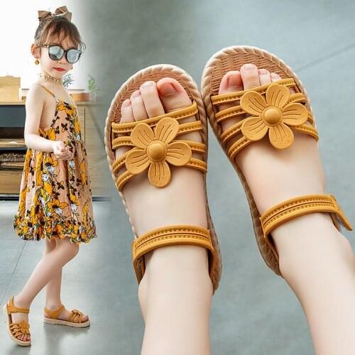 2021 summer new style large medium girls fashion soft-soled princess non-slip shoe wild cute little girl baby sandals size 24-35