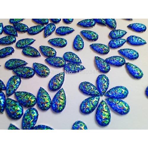 New Sew on rhinestones Blue AB colour resin crystal gemstones strsswater drop shape 10*18mm hand sewing for dress 120pcs/lot