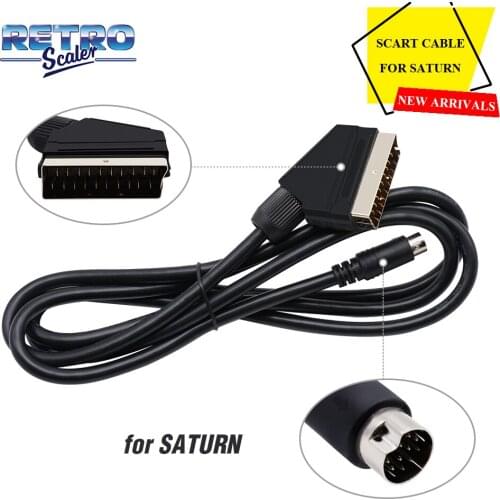 RetroScaler New High Quality Semi-gold Plated SS Scart Cable for Saturn Euro Standard