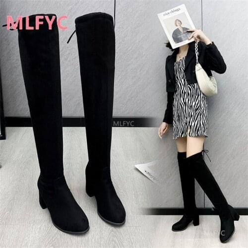 New over-the-knee boots, boots, womens fall/winter 2021, all-match thin, thick-heeled high-heeled high boots, high-heeled boots