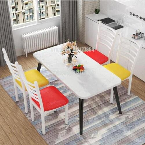Dining table and chair home modern minimalist plastic backrest stool Nordic makeup wrought iron chair restaurant desk dining cha