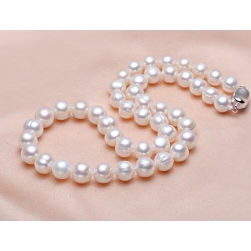 New Fashion Simple Joker Natural A Freshwater Threaded pearl Necklace 925 sterling silver clasp