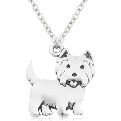Punk Westie Dog Charms Pendant Necklace Colar Boho Animal Women Men Necklaces Best Friend Gifts Collar Stainless Steel Chain