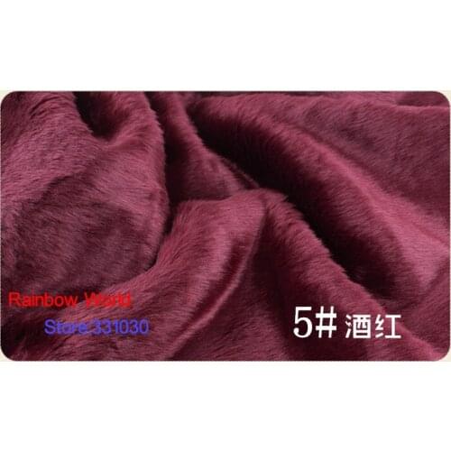 5# Dark Red 1 meter Imitation Rabbits hair plush fabric height 2cm for DIY colthes overcoat hat carpet material