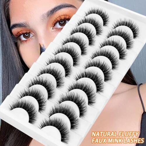 SEXYSHEEP 5/7/8/10 Pairs 3D Faux Mink Lashes Fluffy Soft Wispy Volume Natural long False Eyelashes Reusable Eyelashs Makeup