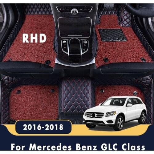 RHD Luxury Double Layer Wire Loop Carpets Car Floor Mats Interior Accessories Rugs For Mercedes Benz GLC Class 2018 2017 2016