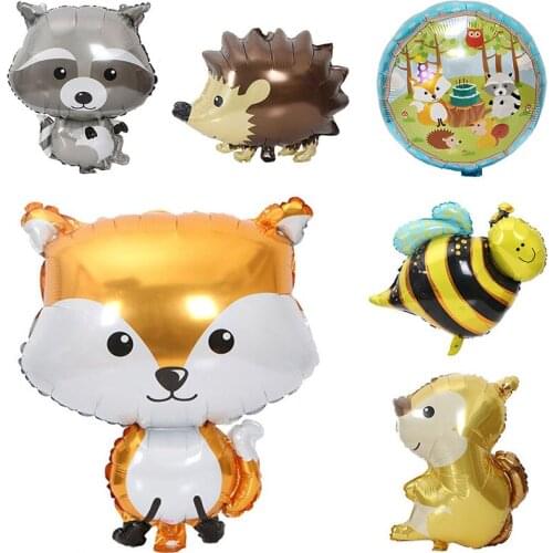 1 Pcs Cartoon Animal Foil Balloons Squirrel Balloon Fox Globos Air Balls Birthday Party Decoration Hedgehog Inflatable Kids Toys