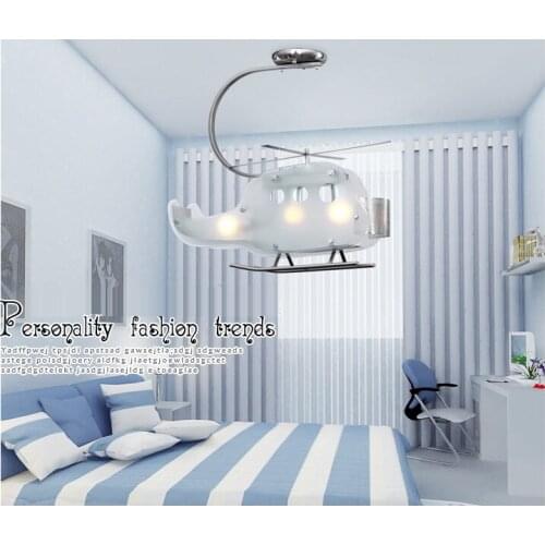 Modern Creative LED Stainless Steel Whirling Helicopter Style Ceiling Light with Frosted Glass Fuselage for Kids Children Room