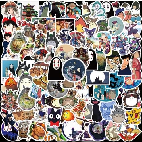 10/50/100Pcs Japanese Anime Miyazaki Hayao sticker Spirited Away Howls Moving Castle MY NEIGHBOUR TOTORO Sticker Decals Toy