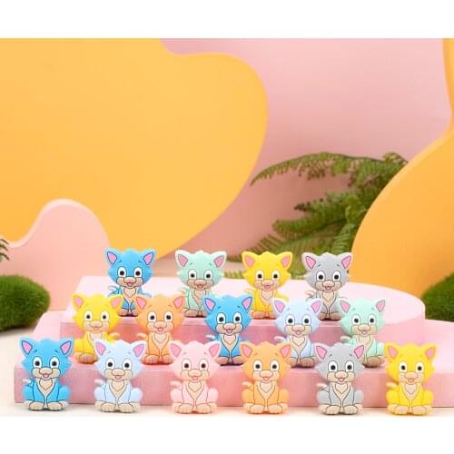 Sunrony 10pcs/lot Mini Cat Silicone Beads Baby Dummy Cartoon Pacifier Toy Accessories