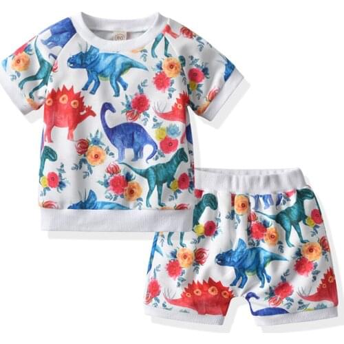 Tem Doger New Toddler Baby Boys Clothing Set Summer Dinosaur Printed T-shirt + Shorts Outfits Set Newborn Cartoon Custumes