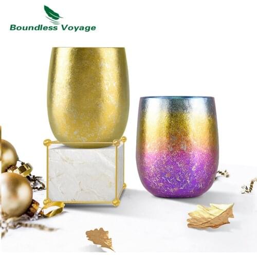 Boundless Voyage Titanium Double-layer Cup Water Tea Wine Beer Fruit Juice Anti-scalding Teacup Mug Colorful Cup Ti1503B