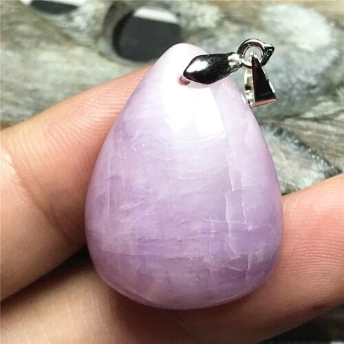 Top Natural Purple Kunzite Stone Pendant Jewelry For Women Man Crystal Healing Silver 28x21x10mm Beads Water Drop Gemstone AAAAA