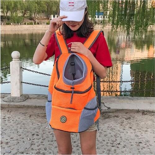Outdoor Breathable Dog Carrier Backpack Double Shoulder Portable Front Mesh Travel Pet Bags for Cat Small Medium Dogs