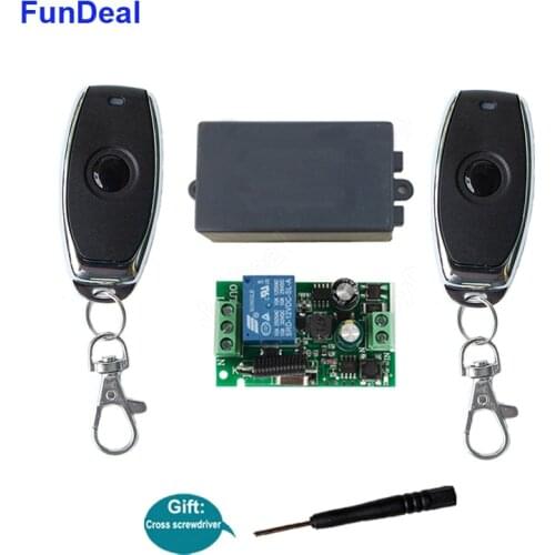 FunDeal 433 Mhz Universal Wireless Remote Control Switch AC 110V 220V Learning Code 1CH RF Relay Receiver Lamp Light Controller