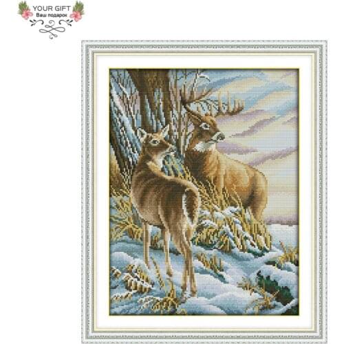 Your Gift DA064 14CT 11CT Counted and Stamped Home Decor Deer Needlework Needlepoint Embroidery DIY Cross Stitch kits