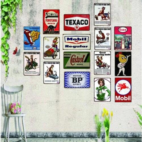 Motor Oil Tire Vintage Tin Sign Shabby Chic Metal Plate Retro Garage Home Bar Club Decorations Wall Art Poster Iron Paintings