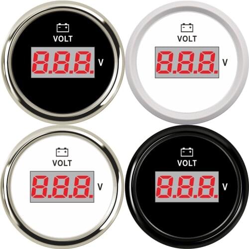 52MM Gauge Voltmeter 8-32V Marine Volt Meter Auto Voltmeter Universal Voltage Boat Automobile With Red Backlight 12V 24V