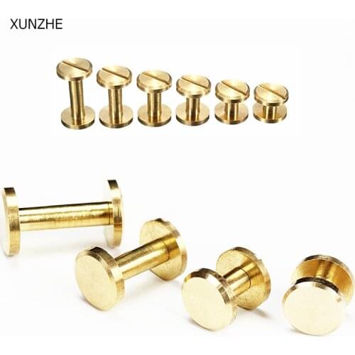 XUNZHE 10pcs 4-20mm Pure Copper Plane and Curved Surface Metal Solid Screw Nail Rivet Luggage Leather Clothing/belt Screw Belt