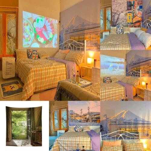 Japanese Healing Wind Background Cloth Bedroom Room Wall Decoration Wall Hanging Tapestry Living Room Decorations Bedroom