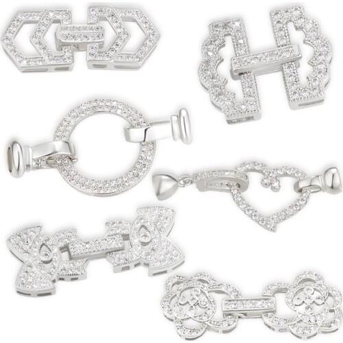 Silver Color Pearl Bracelet Supplies Fiding Handmade Luxury Single Buckle Clasp Women Wedding DIY Fastener Necklaces Accessories