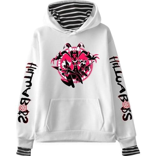 Helluva Boss Hoodie Fake Two Piece Women Hoodie Long Sleeve Sweatshirt Streetwear 2021 American Helluva Boss Y2K Anime Clothing