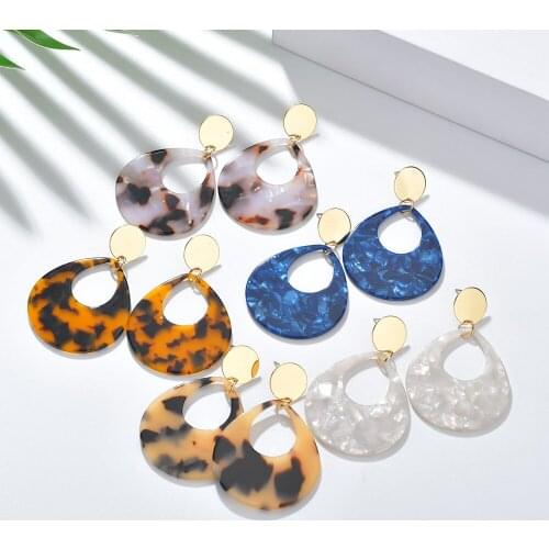 MESTILO 2019 Handmade Women Acrylic Earrings Colorful Acrylic Leopard Earrings For Women Girls Hollow Waterdrop Earrings Jewelry